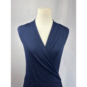 Sleeveless Navy Blue Wrap Top By 41 Hawthorn XS Petite